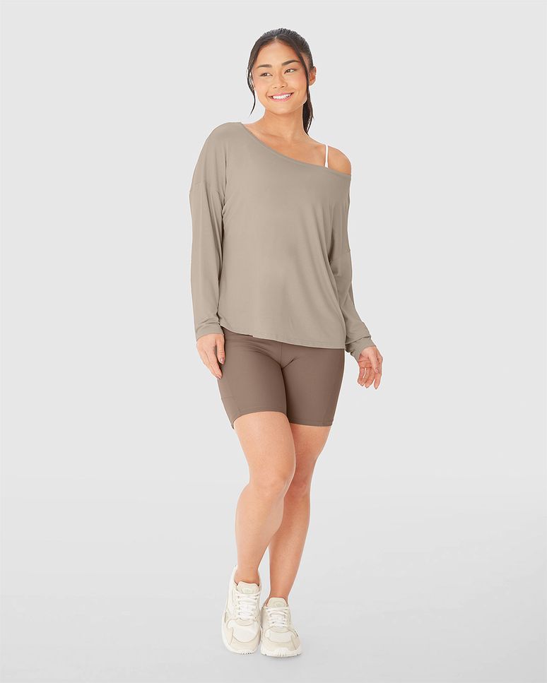 Blusa Ampla Feminina Manga Longa Em Viscose Strech - ENFIM