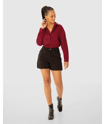 Camisa Feminina Oversized Manga Longa Em Tricoline - ENFIM