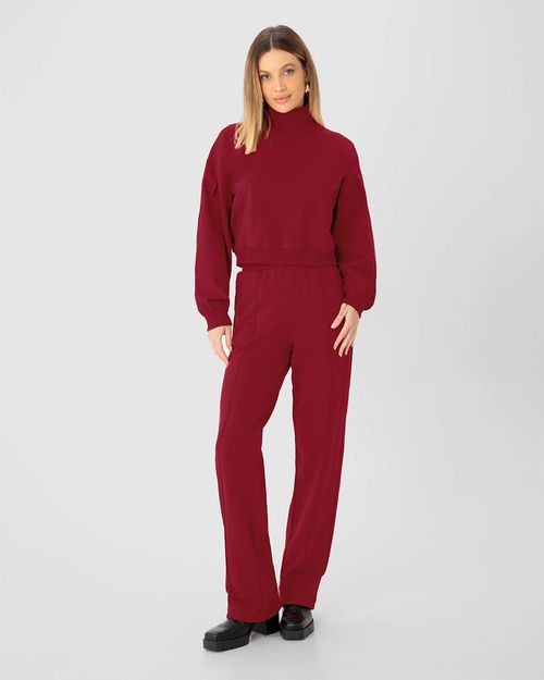 Calça Básica Feminina Reta Em Moletom Stretch Flanelado - ENFIM