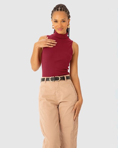 Blusa Básica Feminina Gola Alta Em Ribana - ENFIM