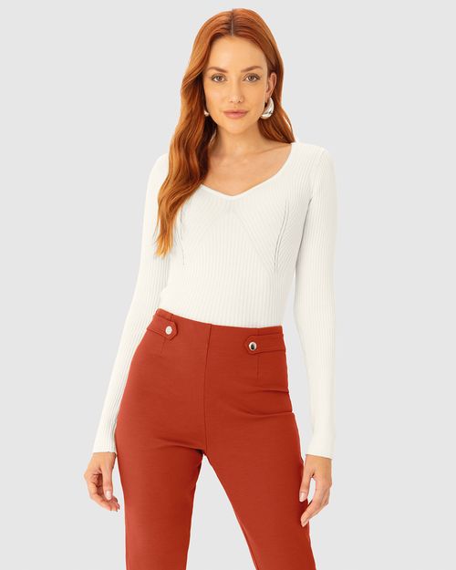 Blusa Feminina Decote Princesa Em Tricô - ENFIM
