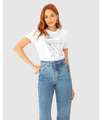 T-Shirt Feminina Slim Wild At Heart Estampa Foil Em Algodão - ENFIM