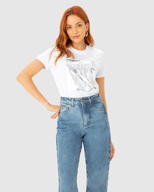 T-Shirt Feminina Slim Wild At Heart Estampa Foil Em Algodão - ENFIM