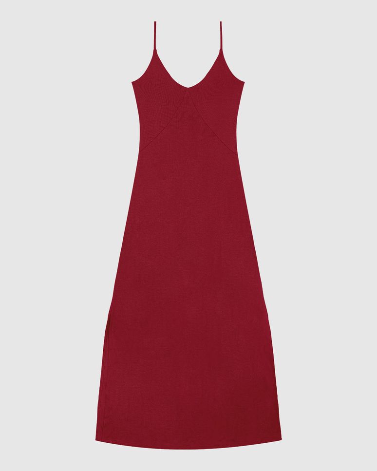 Vestido Longo Feminino Decote V Alça Fina Em Viscose Stretch - ENFIM