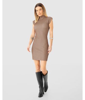 Vestido Justo Feminino Gola Alta Em Jacquard Texturizado - ENFIM