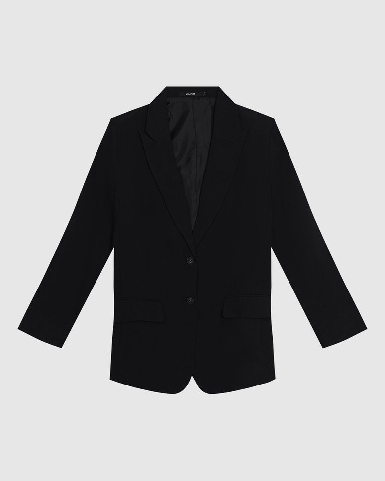 Blazer Feminino Alongado Abotoamento Duplo Em Liocel - ENFIM