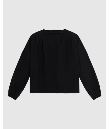 Blusa Ampla Feminina Decote V Manga 7/8 Em Viscose - ENFIM