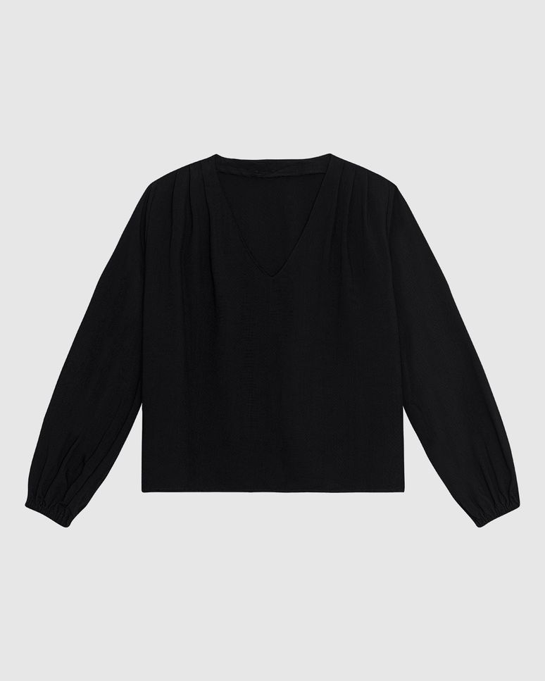 Blusa Ampla Feminina Decote V Manga 7/8 Em Viscose - ENFIM