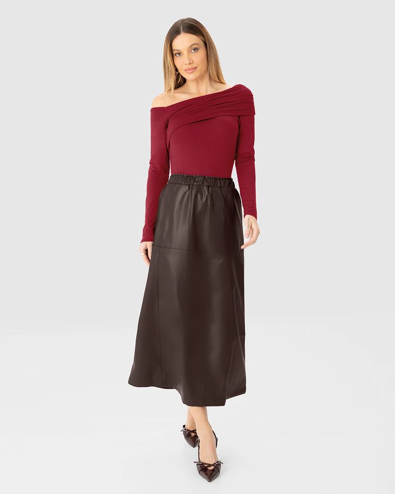 Blusa Feminina Manga Longa Decote Ombro A Ombro Em Viscose Stretch - ENFIM