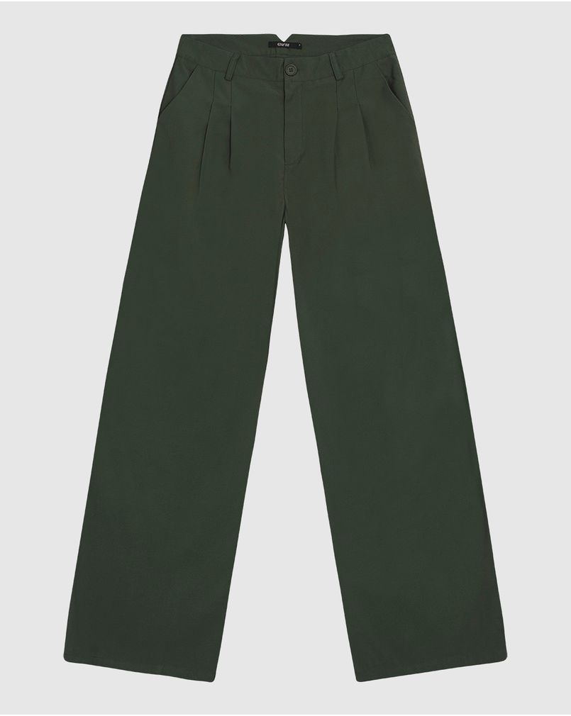 Calça Feminina Alfaiataria Pregas Frontais Em Liocel ENFIM VERDE