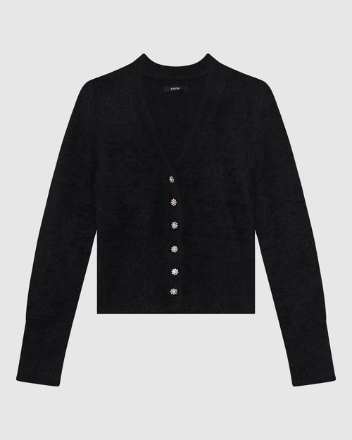 Cardigan Justo Feminino Abotoamento Frontal Em Tricô Texturizado - ENFIM