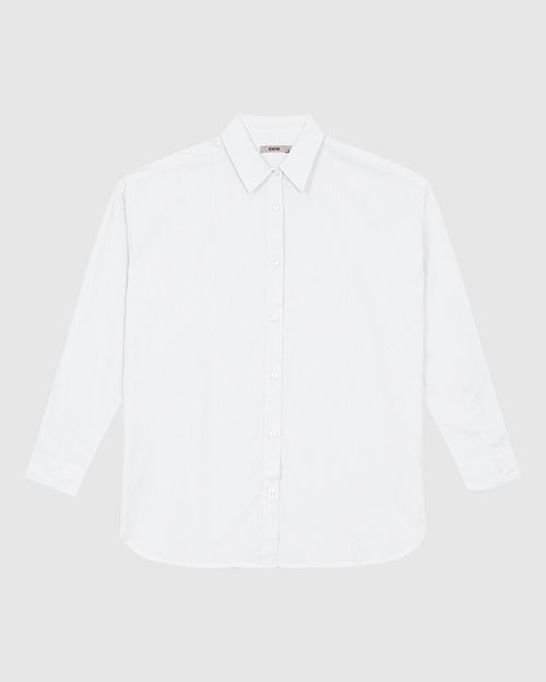 Camisa Feminina Oversized Manga Longa Em Tricoline - ENFIM