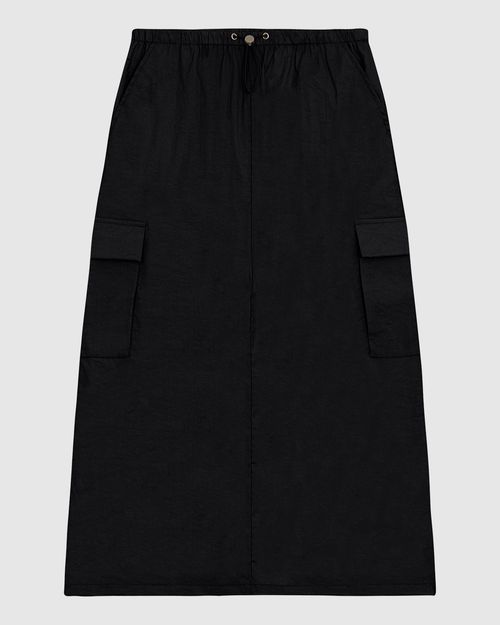Saia Midi Feminina Bolso Cargo Fenda Costas Em Viscose Texturizada - ENFIM