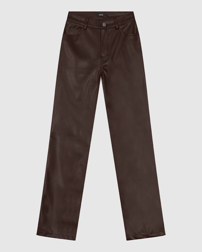 Calça Reta Feminina Em Corino - ENFIM