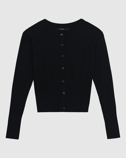 Cardigan Básico Feminino Abotoamento Frontal Em Tricô - ENFIM