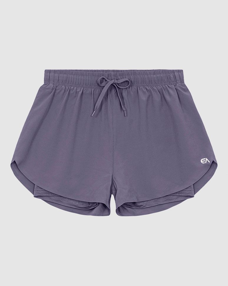 Shorts Duplo Feminino Cadarço Frontal Em Tafetá  - ENFIM