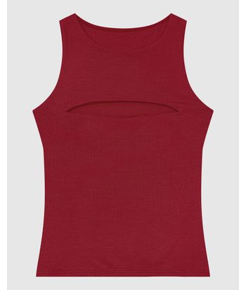 Regata Justa Feminina Detalhe Vazado Busto Em Viscose Stretch - ENFIM
