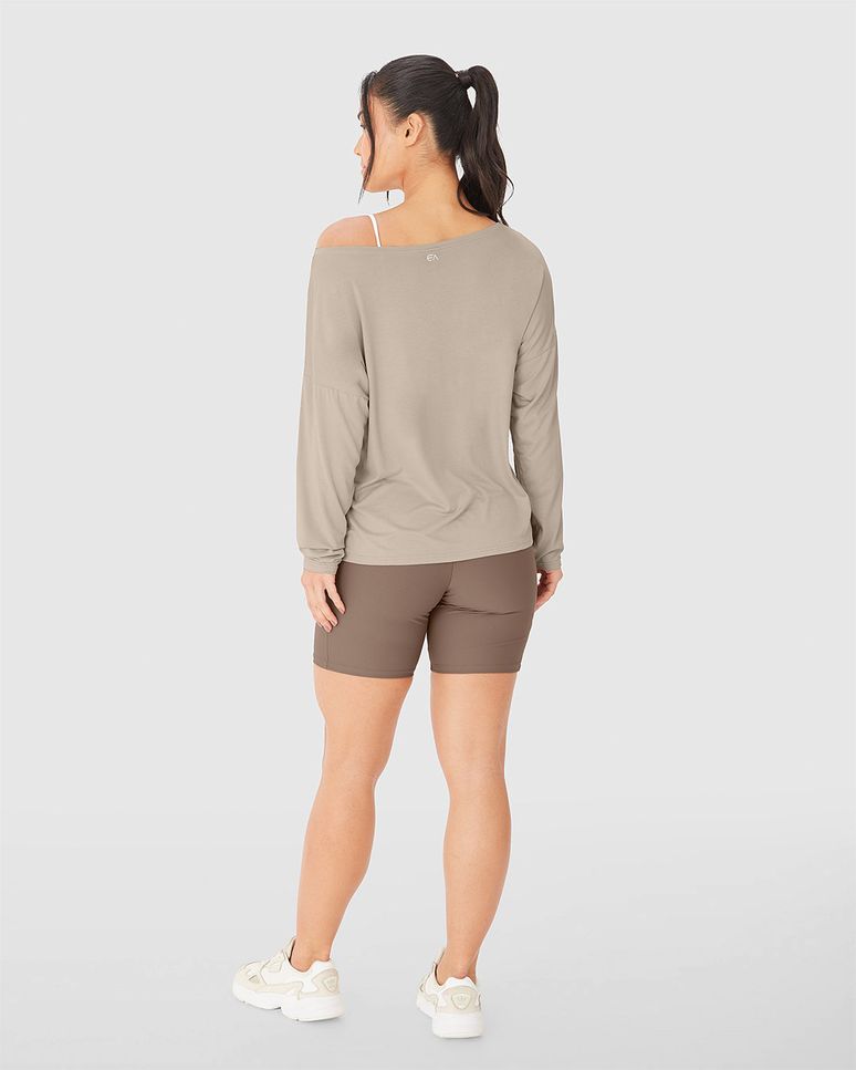 Blusa Ampla Feminina Manga Longa Em Viscose Strech - ENFIM