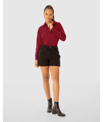 Camisa Feminina Oversized Manga Longa Em Tricoline - ENFIM