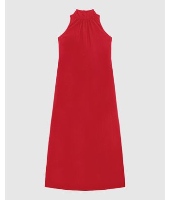 Vestido Longo Feminino Amplo Gola Alta Em Viscose - ENFIM