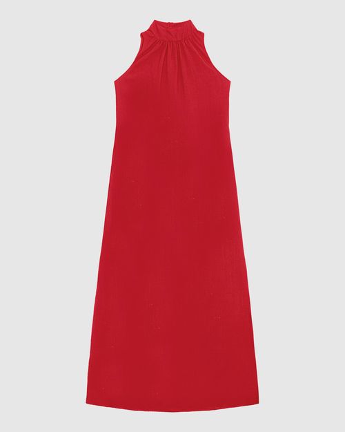 Vestido Longo Feminino Amplo Gola Alta Em Viscose - ENFIM