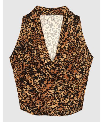 Blusa Feminina Animal Print Decote Transpassado Em Viscose - ENFIM