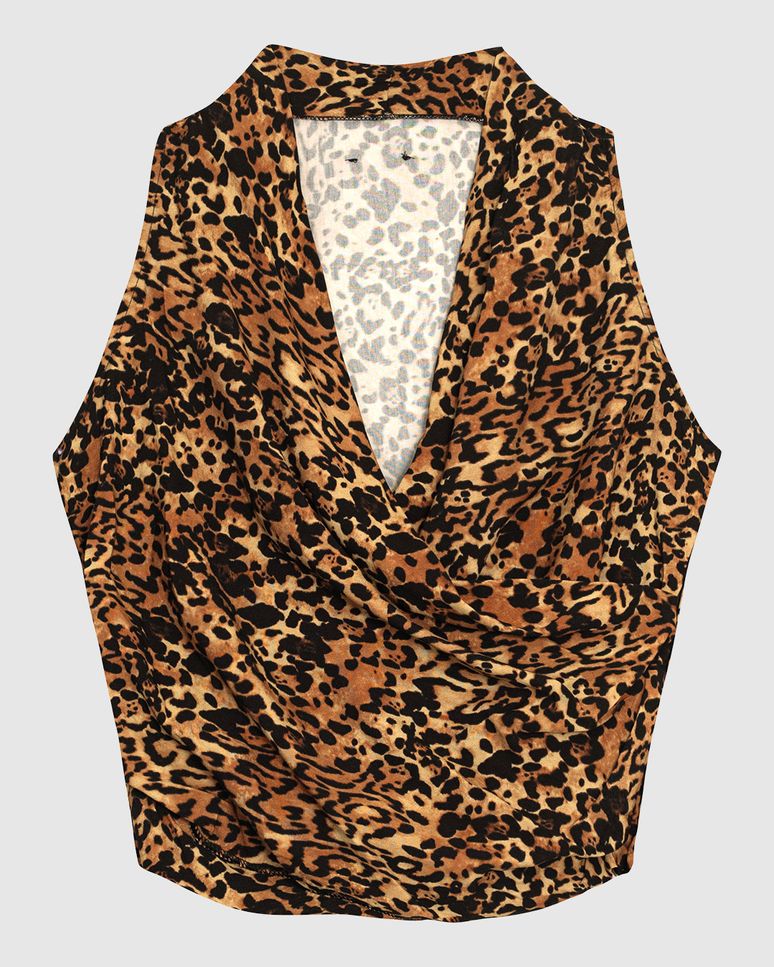 Blusa Feminina Animal Print Decote Transpassado Em Viscose - ENFIM