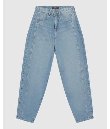 Calça Feminina Barrel Cintura Alta Em Jeans 100% Algodão - ENFIM