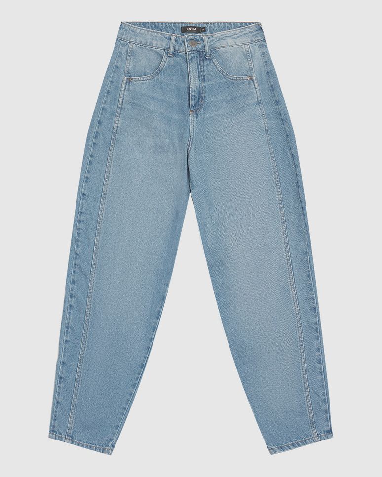 Calça Feminina Barrel Cintura Alta Em Jeans 100% Algodão - ENFIM