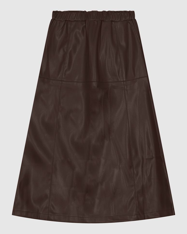 Saia Midi Feminina Evasê Em Corino - ENFIM