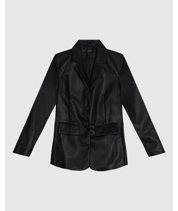 Blazer Feminino Alongado Alfaiataria Em Corino - ENFIM