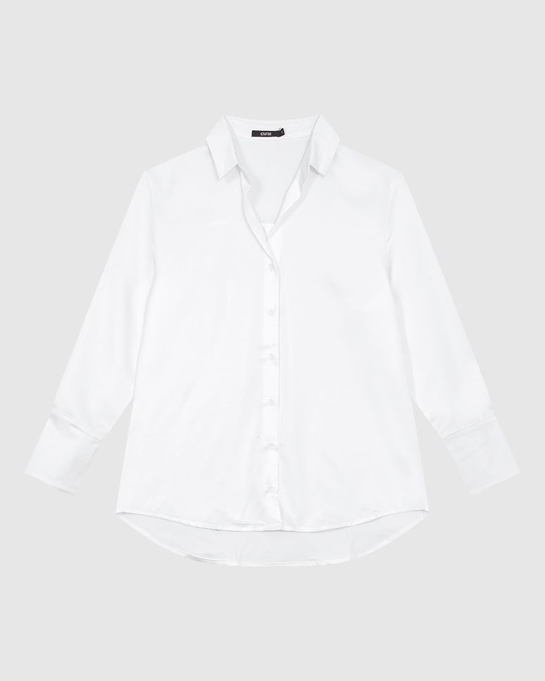 Camisa Ampla Feminina Manga Longa Em Cetim - ENFIM