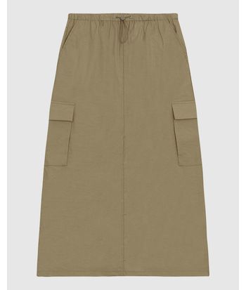 Saia Midi Feminina Bolso Cargo Fenda Costas Em Viscose Texturizada - ENFIM