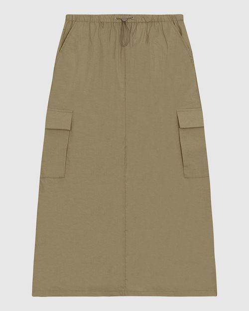 Saia Midi Feminina Bolso Cargo Fenda Costas Em Viscose Texturizada - ENFIM