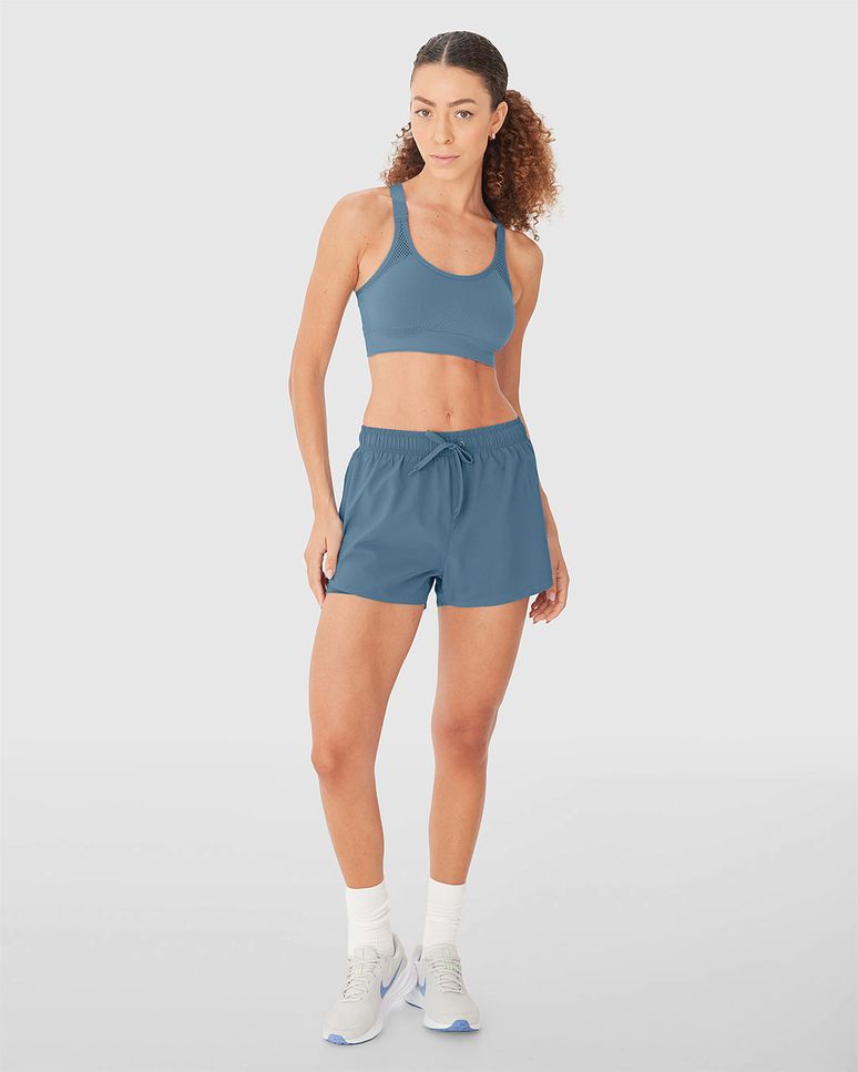 Shorts Duplo Feminino Cadarço Frontal Em Tafetá  - ENFIM