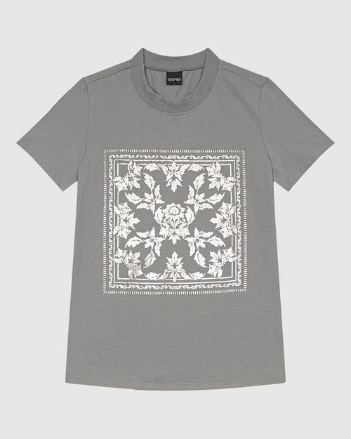 T-Shirt Feminina Slim Estampa Foil Em Algodão - ENFIM