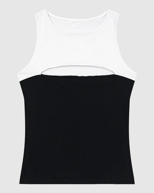 Regata Justa Feminina Detalhe Vazado Busto Em Viscose Stretch - ENFIM