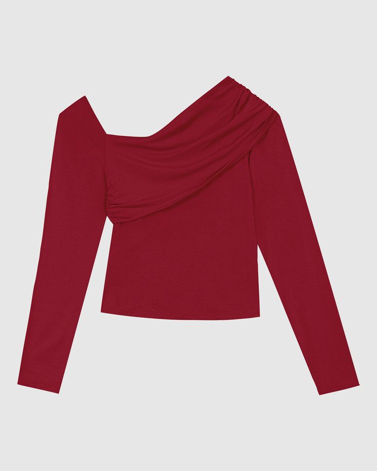 Blusa Feminina Manga Longa Decote Ombro A Ombro Em Viscose Stretch - ENFIM