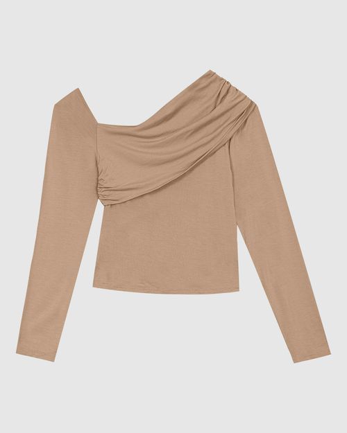 Blusa Feminina Manga Longa Decote Ombro A Ombro Em Viscose Stretch - ENFIM
