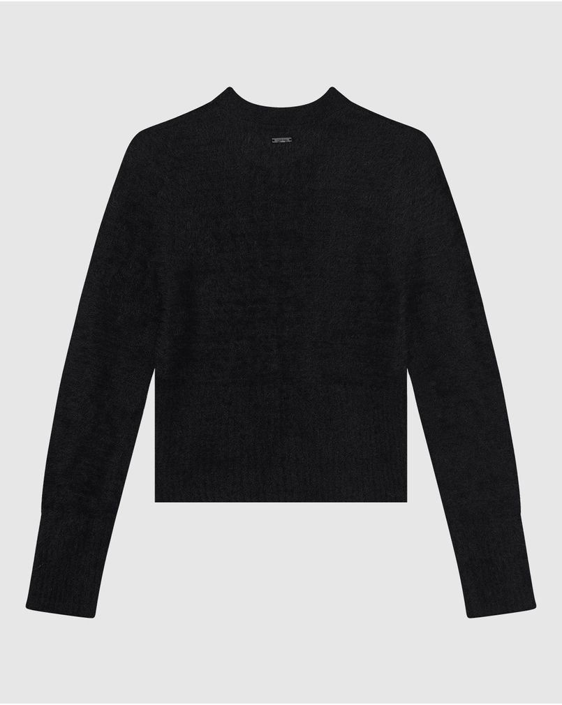 Cardigan Justo Feminino Abotoamento Frontal Em Tricô Texturizado