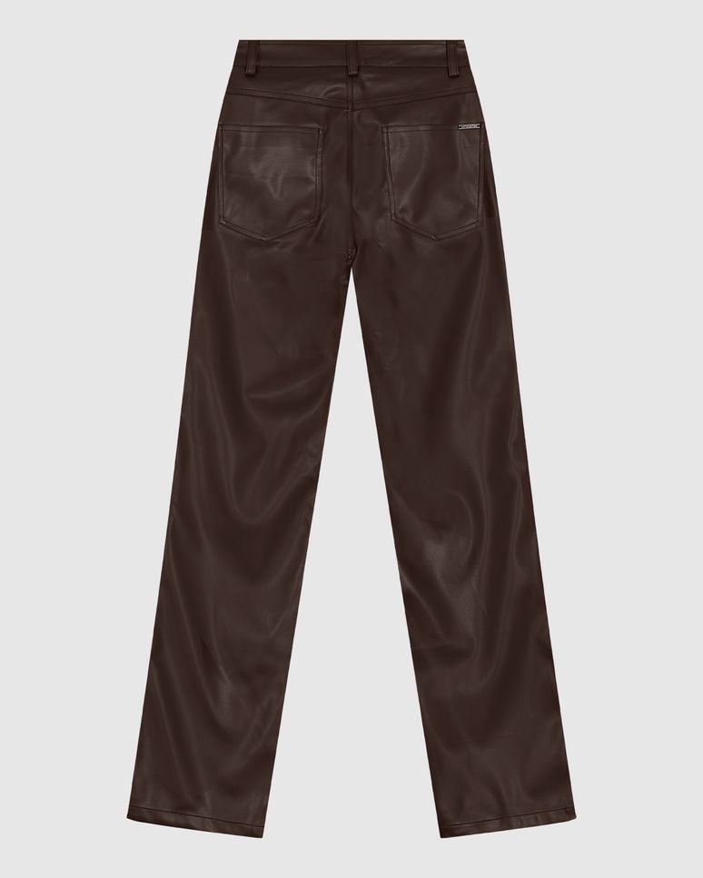 Calça Reta Feminina Em Corino - ENFIM