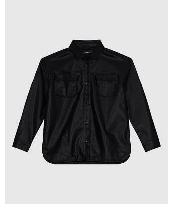 Camisa Feminina Manga Longa Bolso Com Lapela Em Corino - ENFIM