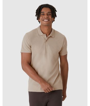Camisa Polo Básica Masculina Gola Retilínea Em Piquet Stretch