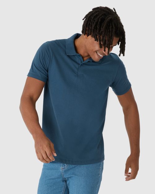 Camisa Polo Básica Masculina Peitilho Frontal Em Algodão
