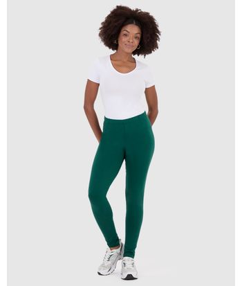 Calça Legging Básica Feminina Em Moletom Stretch Flanelado