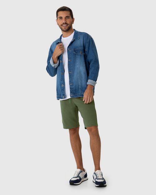 Bermuda Básica Masculina Cintura Média Em Moletom Sem Flanela