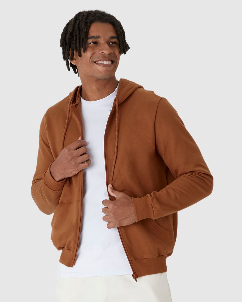 Jaqueta Básica Masculina Com Capuz Em Moletom