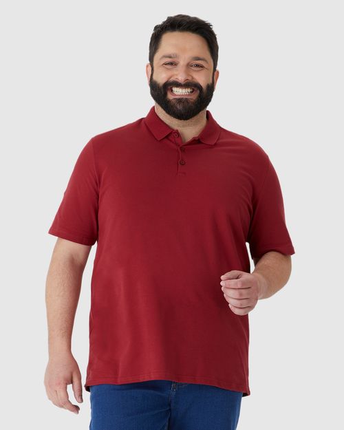 Camisa Polo Básica Masculina Plus Size Em Piquet Stretch