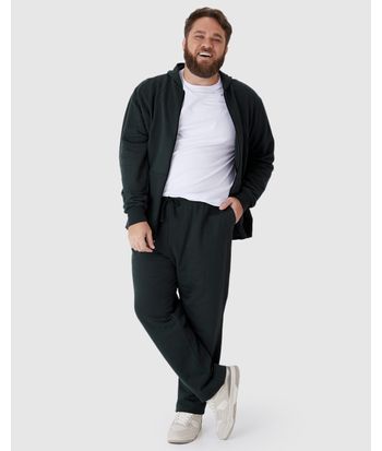 Calça Básica Masculina Plus Size Em Moletom Flanelado