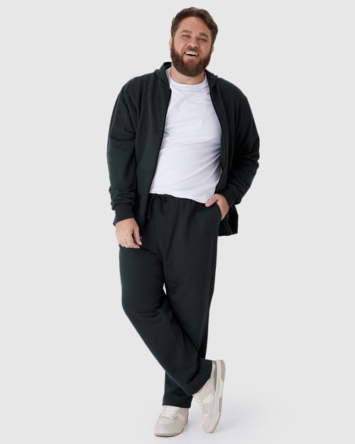 Calça Básica Masculina Plus Size Em Moletom Flanelado